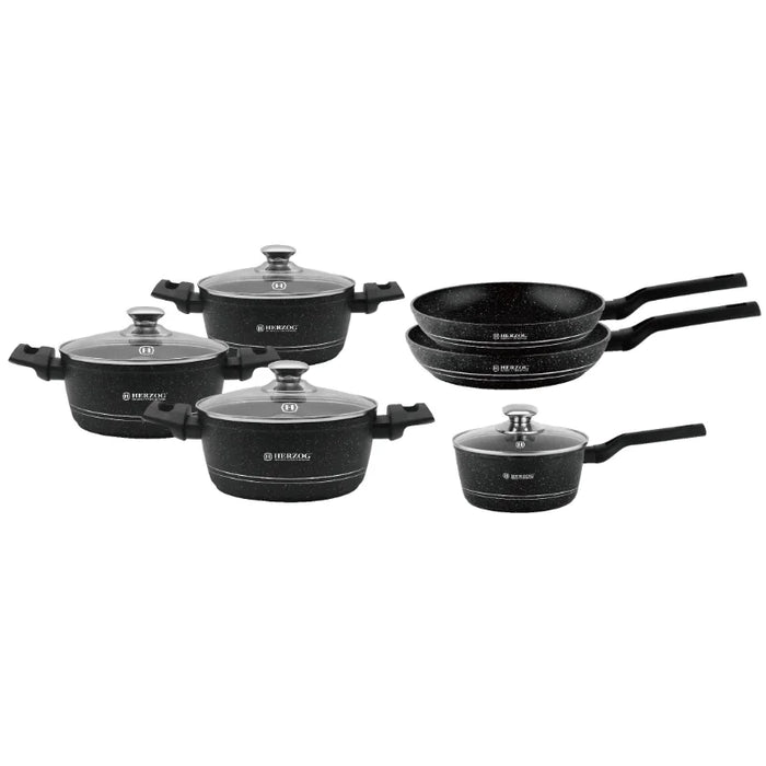 Herzog HR-2626 : Batterie de cuisine 10 pièces avec revêtement en marbre