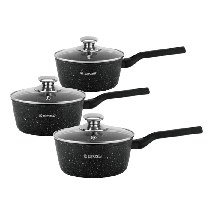 Herzog HR-2621 : Ensemble de 6 casseroles à sauce avec couvercle en verre