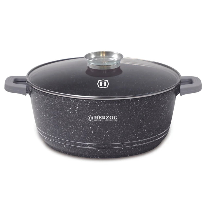Herzog HR-5212 : Casserole en marbre avec bouton aromatique 44 cm - 25 L
