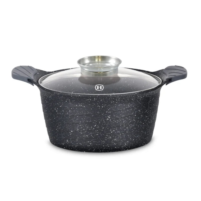 Herzog HR-5222 : Cocotte marbrée 24 cm avec bouton aromatique - 4,6 L