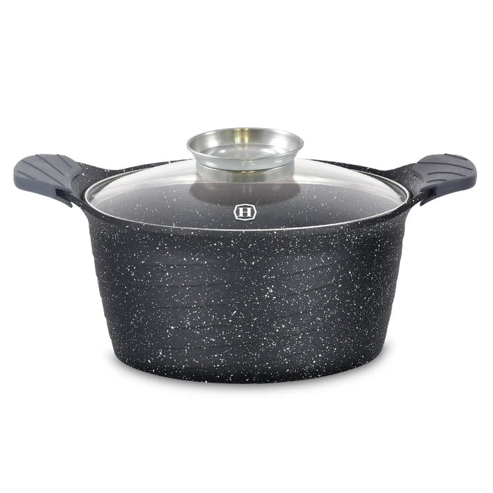 Herzog HR-5223 : Cocotte marbrée 28 cm avec bouton aromatique - 7,1 L