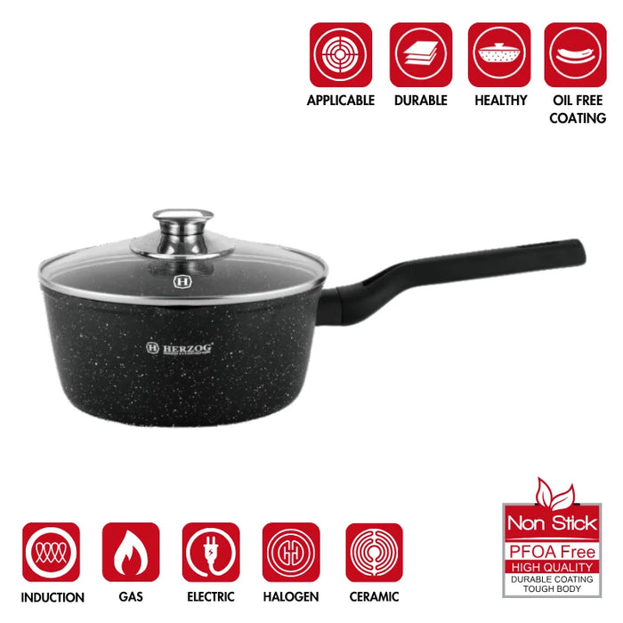 Herzog HR-2621 : Ensemble de 6 casseroles à sauce avec couvercle en verre