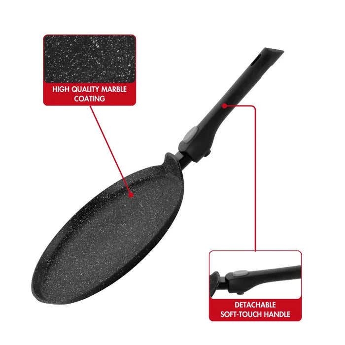 Herzog HR-3615 : Crêpière en marbre de 28 cm avec poignée amovible