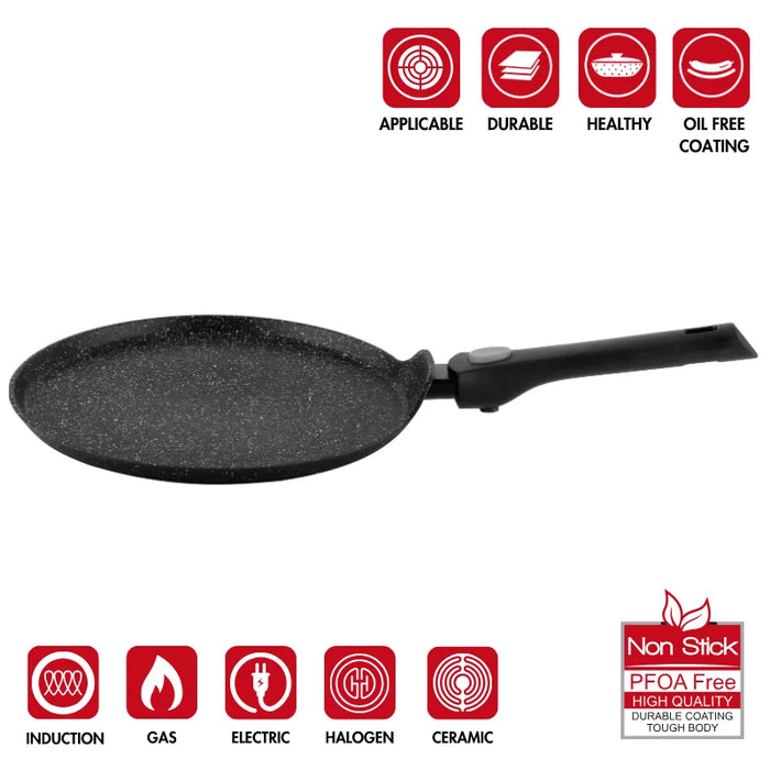 Herzog HR-3615 : Crêpière en marbre de 28 cm avec poignée amovible