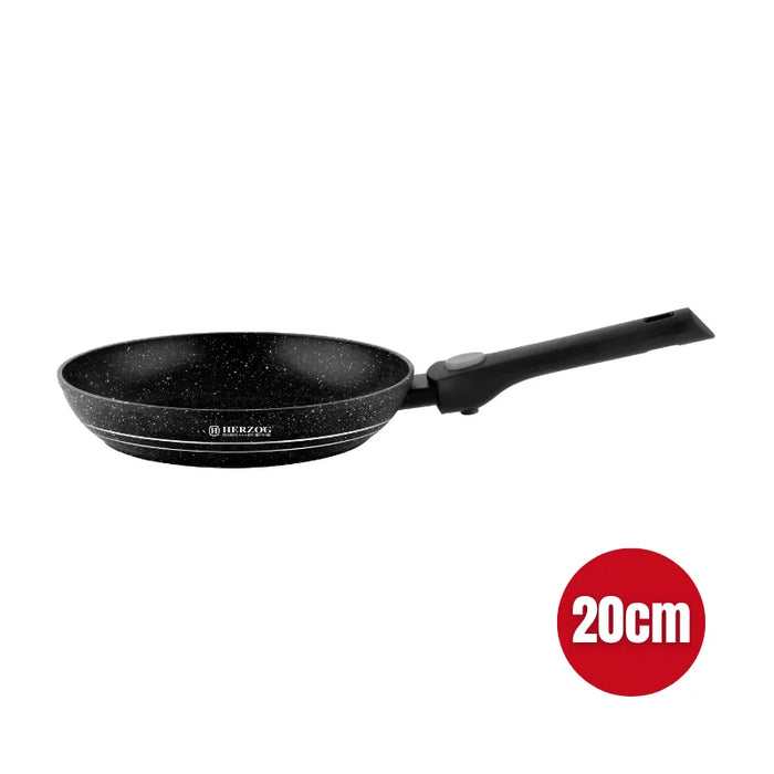 Herzog HR-3620 : Poêle à frire avec revêtement en marbre de 20 cm avec poignée amovible