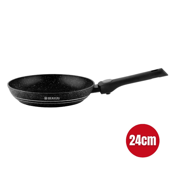 Herzog HR-3624 : Poêle à frire avec revêtement en marbre de 24 cm avec poignée amovible