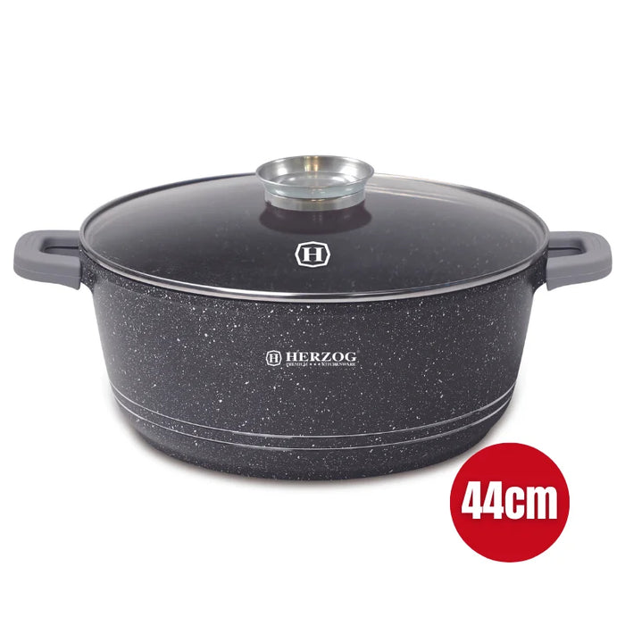 Herzog HR-5212 : Casserole en marbre avec bouton aromatique 44 cm - 25 L