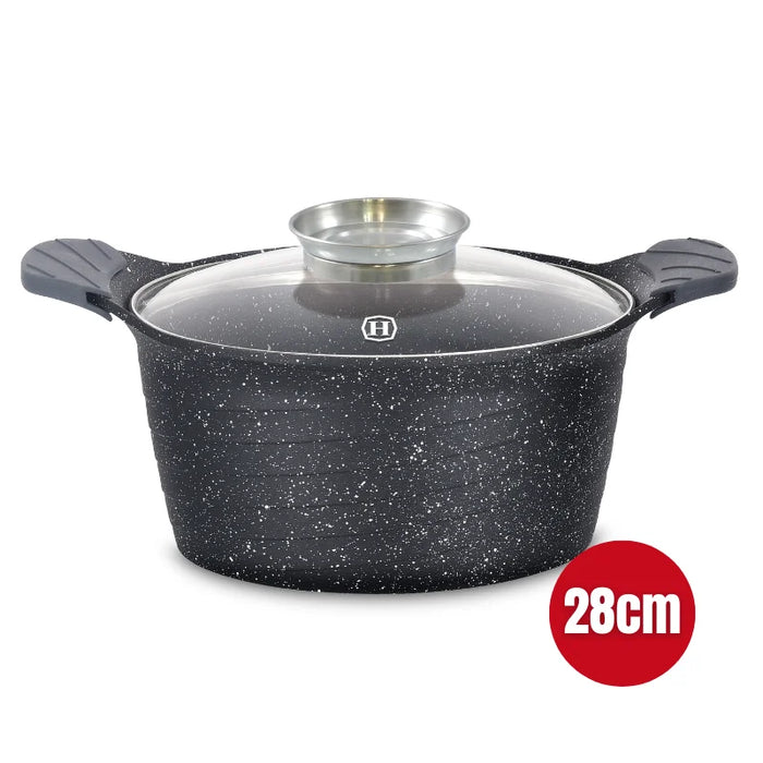 Herzog HR-5223 : Cocotte marbrée 28 cm avec bouton aromatique - 7,1 L