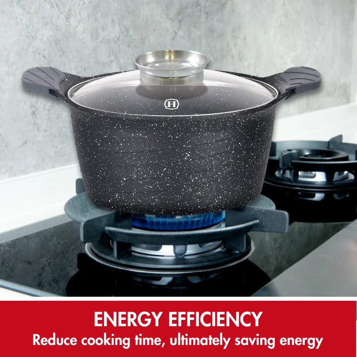 Herzog HR-5223 : Cocotte marbrée 28 cm avec bouton aromatique - 7,1 L
