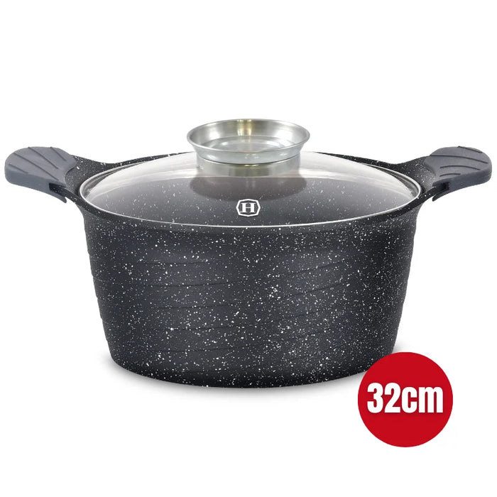 Herzog HR-5224 : Cocotte en marbre de 32 cm avec bouton aromatique - 10,2 L