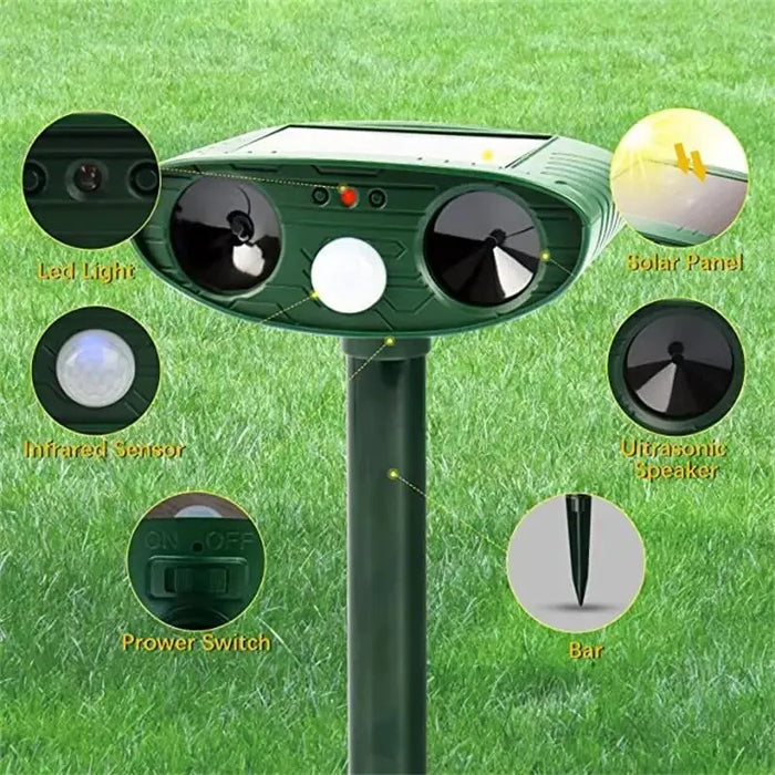 Repelente de Animales Solar Ultrasónico, ahuyentador solar universal BronTools - Bronmart
