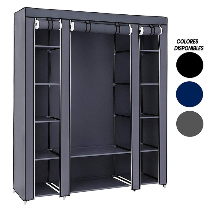 Armario de tela para ropa, organizador ropero plegable - Grande Negro | BronHome©
