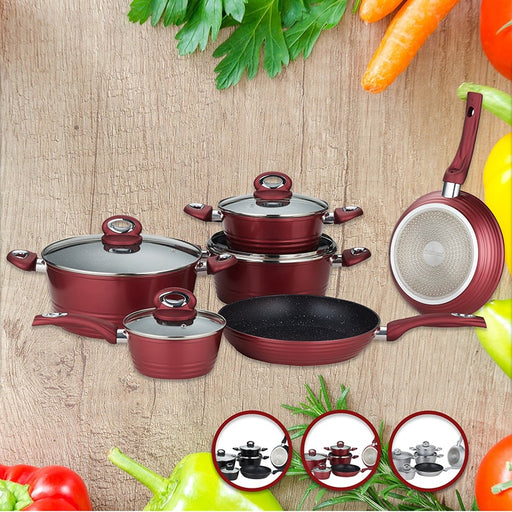 Baterías-de-Cocina-Inducción-Antiadherente-con-Boquillas,Juego-de-Cocina-de-Aluminio-Reforzado-sin-PFOA, Apta-Para-Todo-Tipo-de-Cocinas,10-piezas,Cobre,Bronce,Piezas-Aluminio-Fundido-Antiadherente, Set-Cazuelas-Tapas-Cristal, Sartenes, Cazo, Sartén guisera, Gran Espesor, Vitrocerámica, Gas,bronmart,es,fr,it,nl,be,de,co.uk