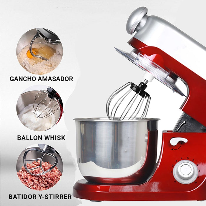 Robot Amasadora de pie 3 en 1 de 800 vatios con acción de golpe planetario - Rojo | BronKitchen©