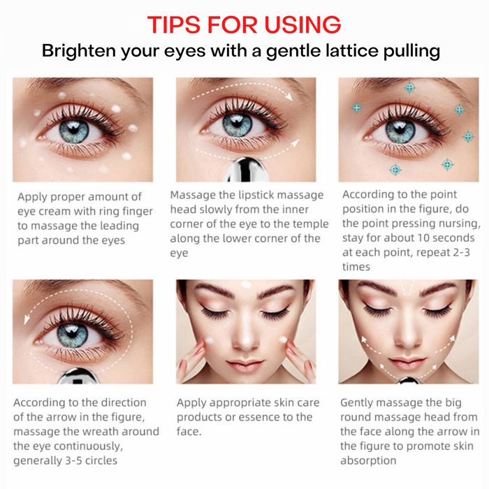 Masajeador Facial de Micro Vibración Magnética con LED | BronBeauty©,Ojeras Y Fatiga Ocular Antiarrugas, Masajeador Facial , Masajeador Eléctrico de Ojos , Masajeador de Labios , Herramienta de Enfermería Para Ojeras , Dispositivo Antienvejecimiento 42 ° C Calor Constante