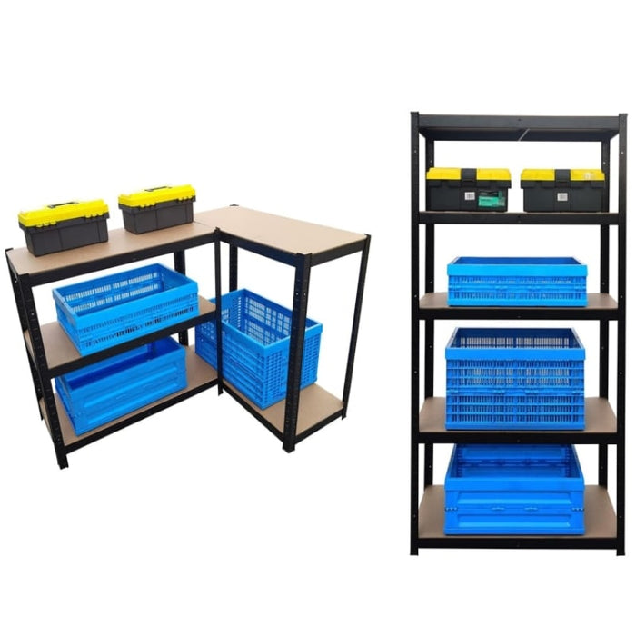 Estantería-metálica-kit-Negro-y-Marrón-180x90x40cm, carga-max. 175kg-por-balda-BronTools©,HG-8027BLK-Etagere-de-Rangement-Enduite-Noire-H-1-bronmart.com