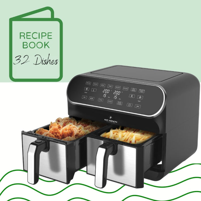 Freidora Sin Aceite Doble 8 L y 1700 W Pantalla LED Táctil 8 en1 Airfryer XXL  | BronKitchen©