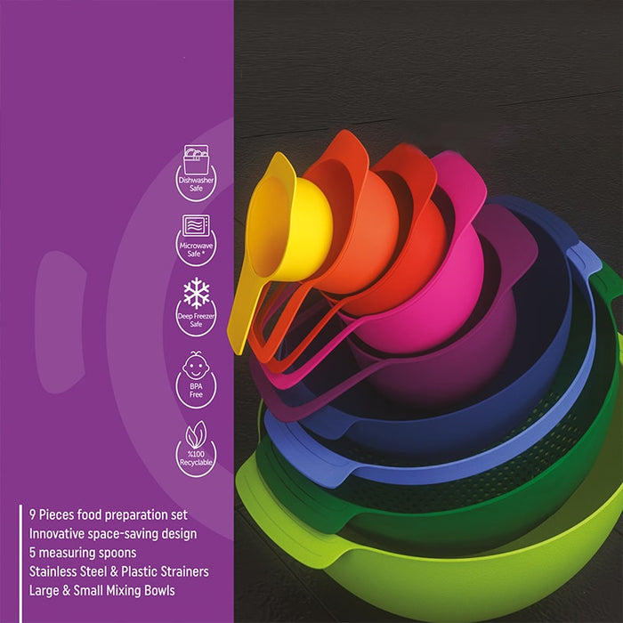 Juego-de-cuencos-colador-inox-y-tazas-medidoras-9-en-1-BronKitchen©,Coladores-Cocina-Bol-para-Mezclar,Juego-de-Cuencos,Cuencos-Mezcladores-de-Boles, Exprimidor-de-Cítricos, Cuencos-Nido-de-Plástico-sin-BPA,para-Frutas-y-arena-y-pasteleria,bronmart,es,it,fr,nl,be,co.uk