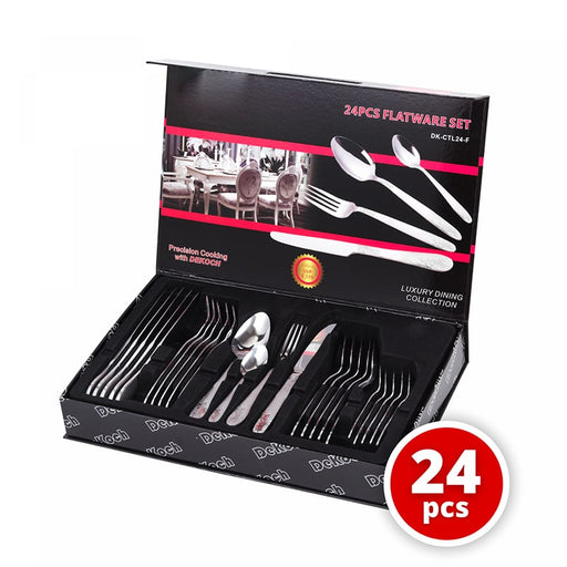 Juego de cubiertos de 24 piezas con caja  - Flor | BronKitchen©