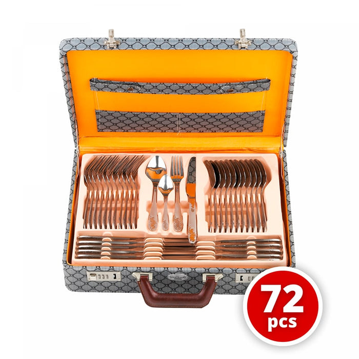 Juego de cubiertos elegantes con maleta 72 piezas - Flor | BronKitchen©