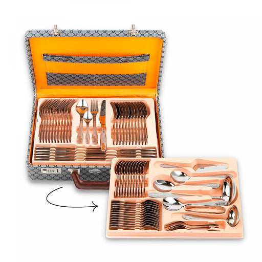 Juego de cubiertos elegantes con maleta 72 piezas - Flor | BronKitchen©