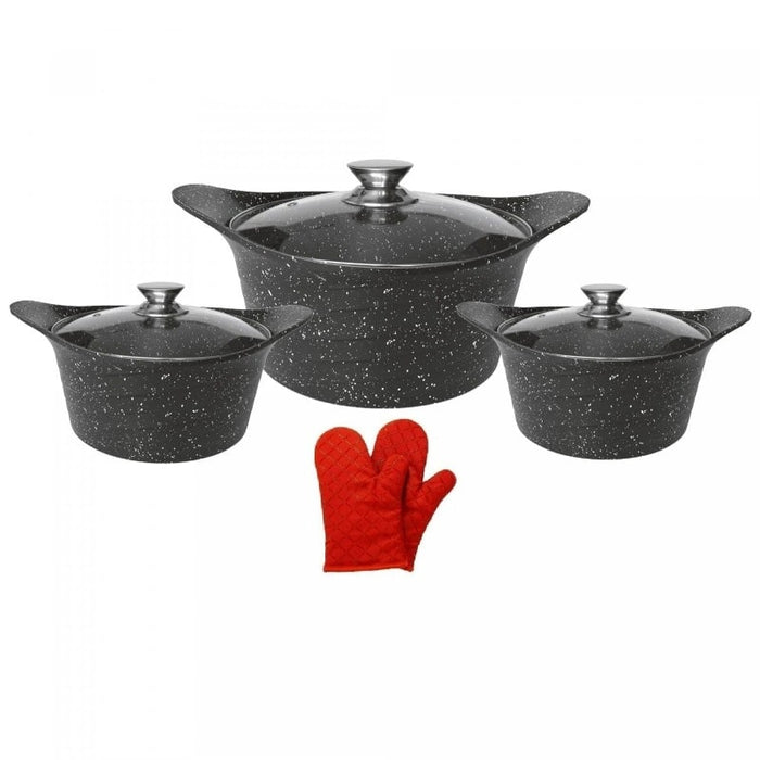 Juego de ollas asiáticas de 6 piezas con par de guantes | BronKitchen©, juego de ollas para cocina, juego de ollas, juego de ollas para cocina antiadherente, juego de ollas de acero inoxidable, juego de ollas para cocina en oferta, juego de ollas de ceramica para cocinar,