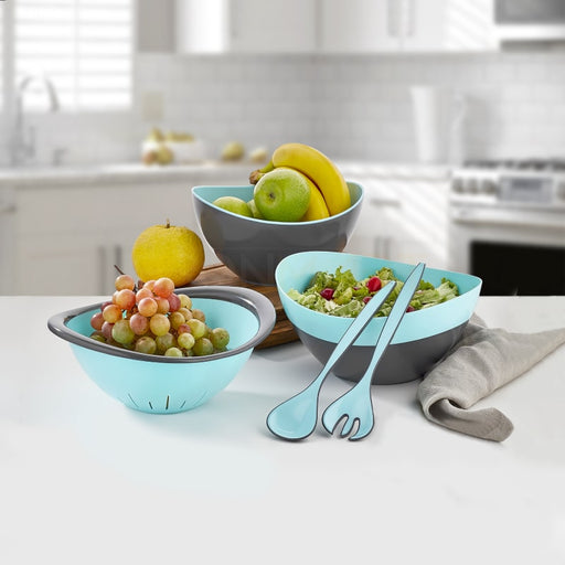 Juego de cuencos mezcladores boles _ BronKitchen© ,Coladores CocinaBol para Mezclar, Juego de Cuencos, Cuencos Mezcladores de Boles, Exprimidor de Cítricos, Cuencos Nido de Plástico sin BPA, para Frutas y