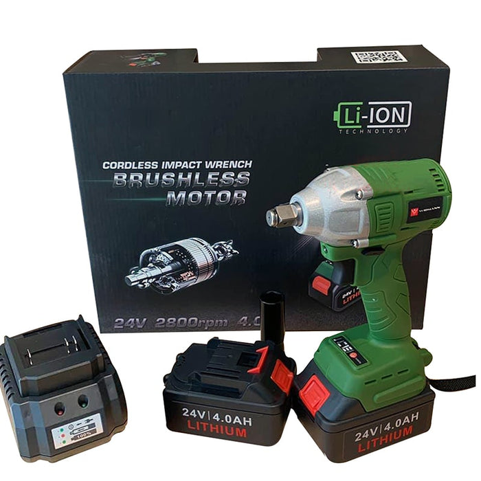 Llave de impacto inalámbrica, motor sin escobillas 24V 4.0Ah,que es una llave de impacto inalambrica, para que sirve una llave de impacto inalámbrica,bronmart españa,fr,be,nl,de,co.uk,llave de impacto a batería potente,llave impacto,llave de impacto a batería,llave de impacto parkside,llave de impacto manual,