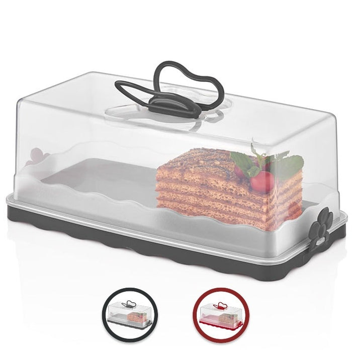 Porta pasteles rectangular, recipiente para pasteles con tapa Negro/Gris | BronKitchen©
