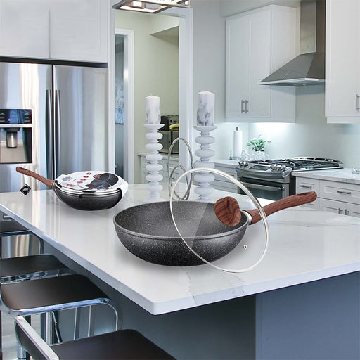 Sarten-Wok-de-revestimiento-de-mármol-de-28-cm-con-tapa-de-vidrio-BronKitchen©,sarten-wok,sarten-wok-tramontina,sarten-wok-oster,sarten-wok-bronhome,sarten-wok- sarten-wok-bronmart,sarten-wok-precio,sarten-wok-tefal,