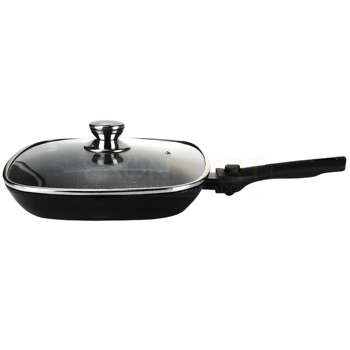 Sartén Grill con Tapa y Asa Desmontable _ BronKitchen©,IM-GRLD28DFM (1)-min,sarten-asadora-de-piedra-royalty-line-grill-marmol-rl-ag24m-rl-ag28m-cuadrada,sarten grill,sartén parrilla,sartenes para parrilla de induccion,sarten parrillero,sarten tipo parrilla,sarten para parrilla,Gotoll Sartén Parrilla 28cm,Grill Asador con Rayas,Sartén Grill Cuadrada Plancha de Aluminio Fundido con Antiadherente,Apto para Todo Tipo de Cocinas Incluido Inducción, Libre de PFOA