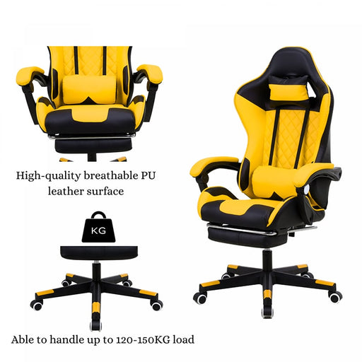 Silla ergonómica para gaming, u oficina, amarilla | BronGamer©