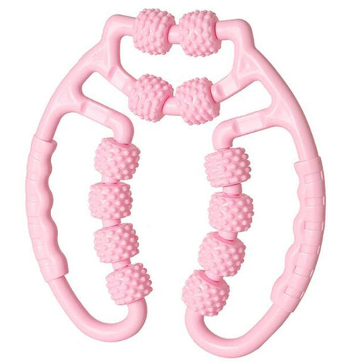 Masajeador con rodillo muscular de tejido profundo de 12 ruedas para piernas, cuello y brazos (rosa claro) - Bronmart