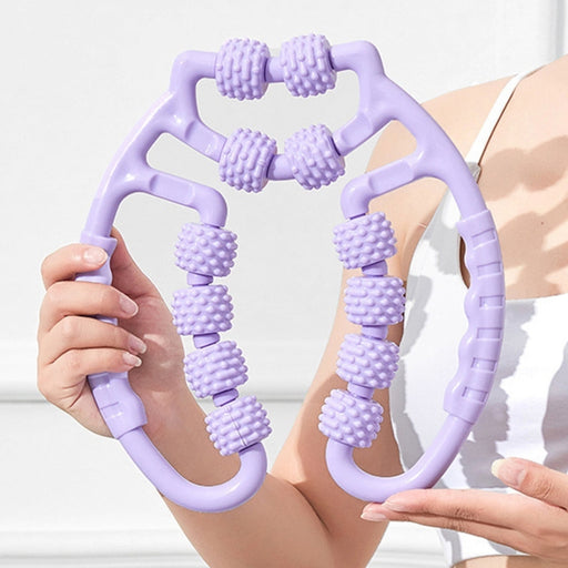 Masajeador con rodillo muscular de tejido profundo de 12 ruedas para piernas, cuello y brazos (rosa claro) - Bronmart