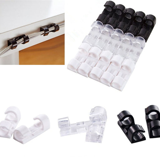 Pack 20 Grapas Organizadores de cables adhesivos | BronTools©,piezas-sujetadores de cables para el hogar y la Oficina, accesorios de cableado, cargador de almacenamiento