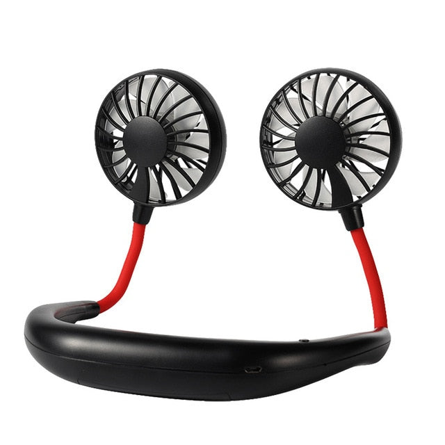 Miniventilador portátil con USB, dispositivo de ventilación manos libres para cuello, batería recargable, pequeño, para deportes, escritorio, aire acondicionado, 2000mA