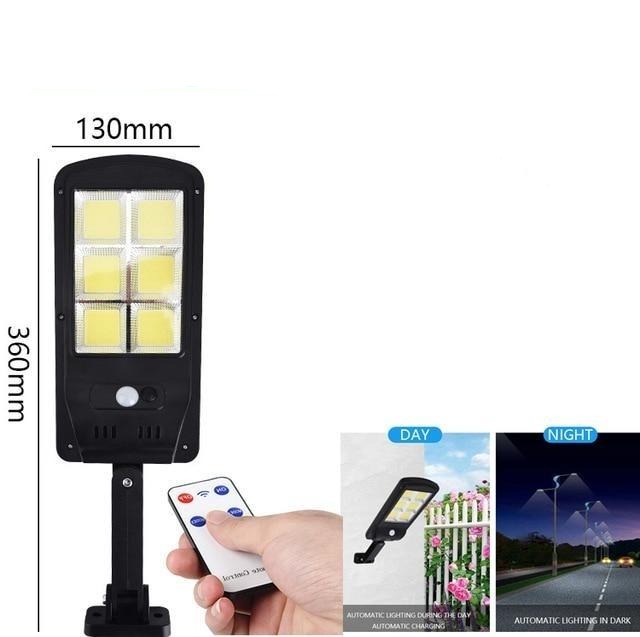 Sensor de movimiento PIR de luz solar ultra grande 128 COB, farola solar para exteriores de pared de jardín, lámpara impermeable, lámpara de control remoto inteligente