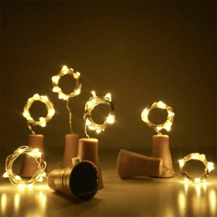Guirnalda LED de alambre de cobre alimentada por energía Solar, corcho de botella de vino, luces de Navidad, cadena de luces LED para fiesta, lámpara de decoración de boda,