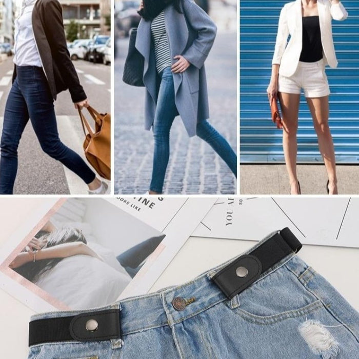 Cinturón sin hebillas para pantalones de mezclilla, vestidos, cinturón elástico elástico sin hebilla para mujeres / hombres, sin bultos, cinturón sin complicaciones