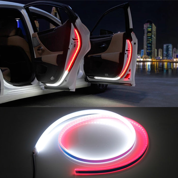 luces LED de bienvenida para puerta de coche, tira Flexible de advertencia de apertura de puerta, luz estroboscópica decorativa automática, luz lateral de seguridad de 47 pulgadas, 12V