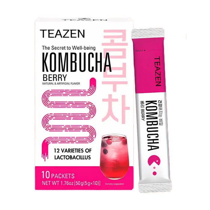 TEAZEN Kombucha Berry – Thé fermenté coréen aux probiotiques, sans sucre et faible en calories