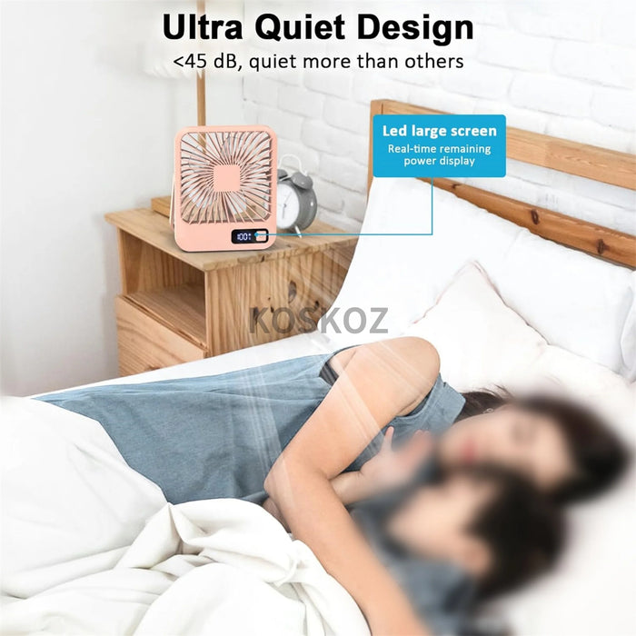 Ventilateur de bureau portable rechargeable USB | 5 vitesses pliable à 180° silencieux