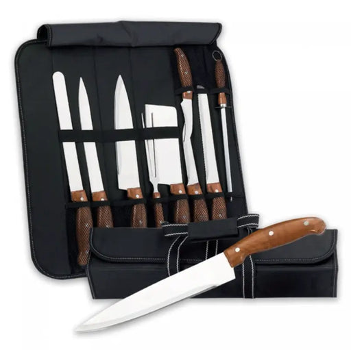 Juego de cuchillos de 9 piezas con bolsa de transporte enrollable | BronKitchen© - Bronmart