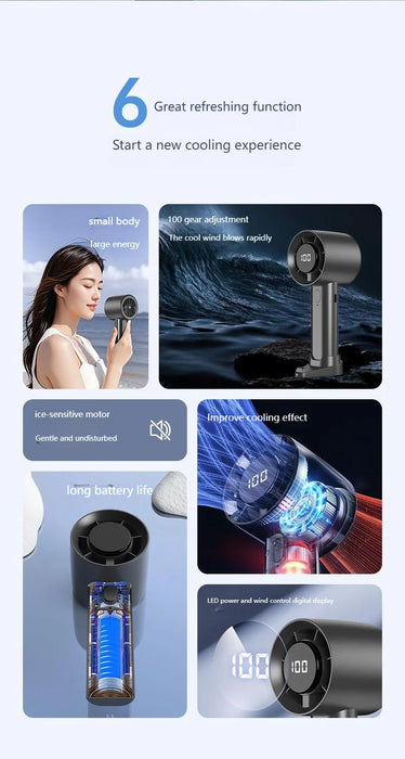 Ventilateur Portable avec Refroidissement Semi-conducteur | 100 Vitesses Écran LED USB