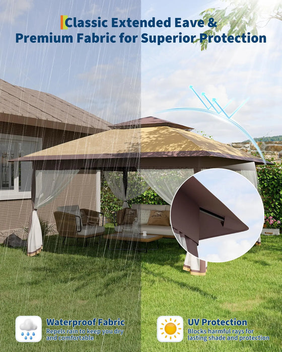 Tonnelle de jardin 3x3M étanche avec moustiquaire UV50+
