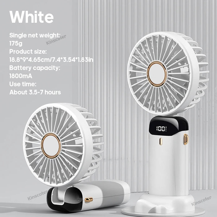 Mini ventilateur USB portable pliable | 5 vitesses suspendu au cou rechargeable mains libres