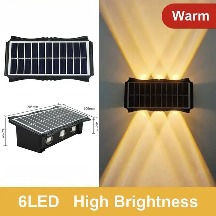 SunGlow - Lámpara Solar LED de Pared Impermeable con Doble Haz