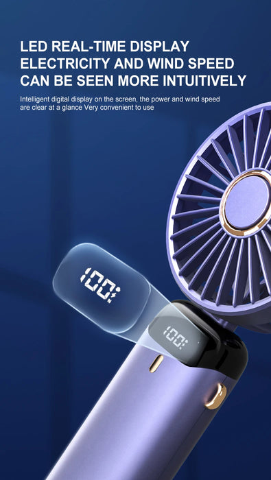Mini ventilateur USB portable pliable | 5 vitesses suspendu au cou rechargeable mains libres