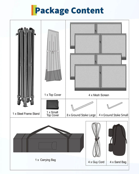 Tonnelle de jardin 3x3M étanche avec moustiquaire UV50+