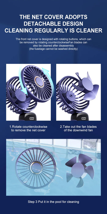 Mini ventilateur USB portable pliable | 5 vitesses suspendu au cou rechargeable mains libres